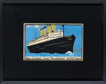 (ADVERTISING / NEW YORK CITY / OCEAN LINERS / CUNARD / POST CARDS.) Group of 6 travel images created for the S.S. Aquitania.